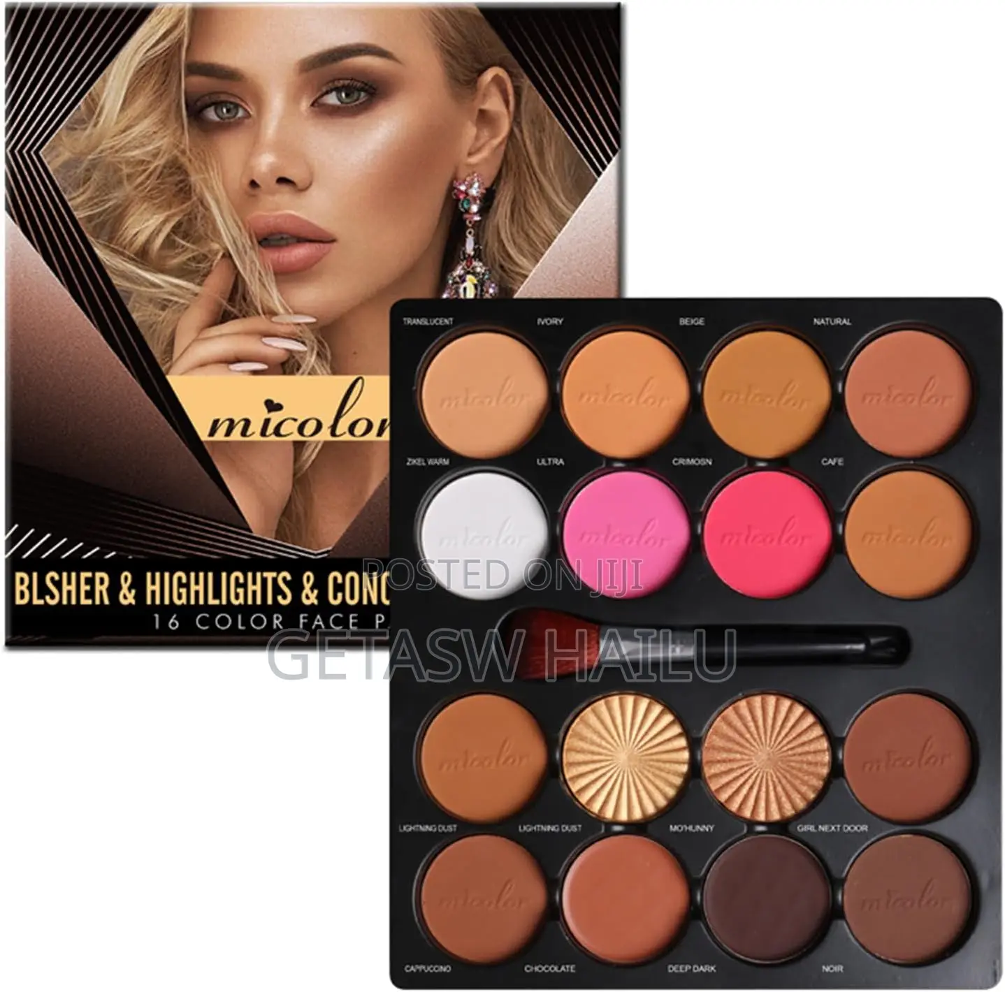 16 Color Micolor Blusher Highlighter Concealer Powder