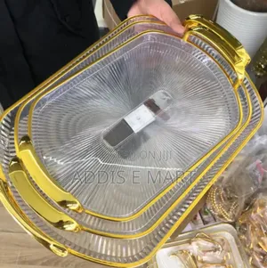 Photo - 3 Sets Serving Acrylic Tray With Golden Handle