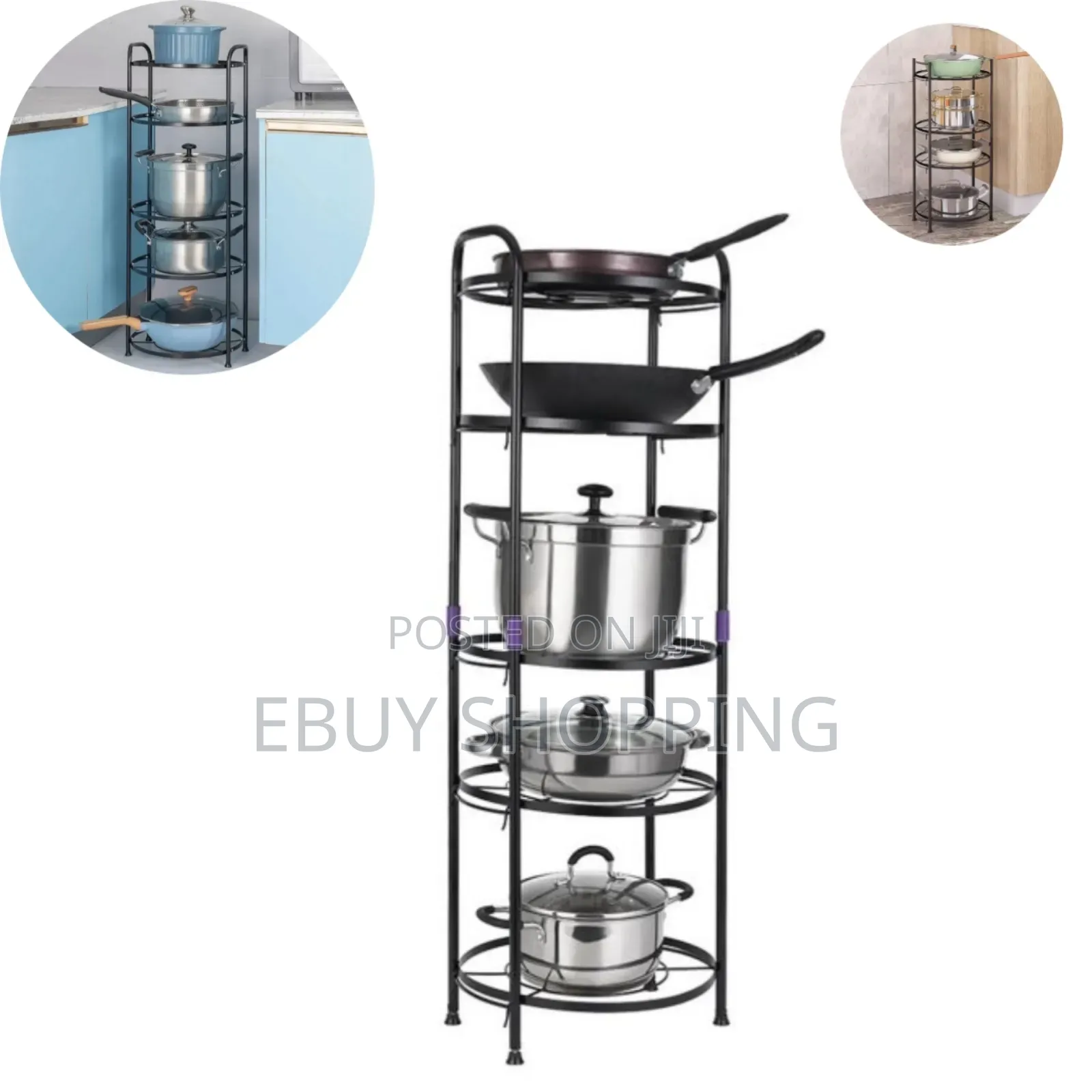 Rolling 5-Shelf Wire Grid Kitchen Storage