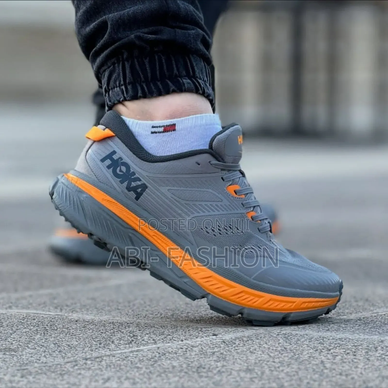 Hoka Grey Mens Orange Sole