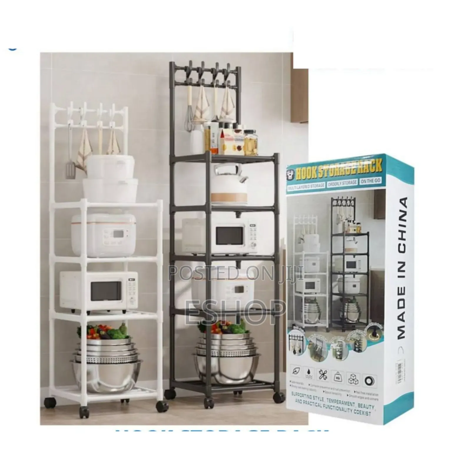 Portable Kitchen Storage System With Hooks