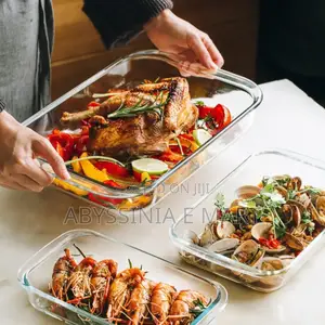 Tempered Glass Bakeware Set 3pcs የመስታዎት ፓትራዎች