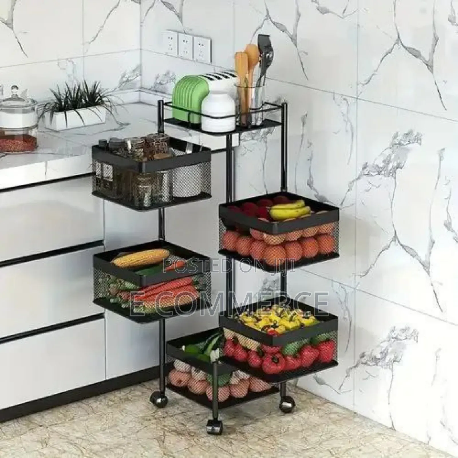 Moveable And Rotatable Kitchen Storage Rack