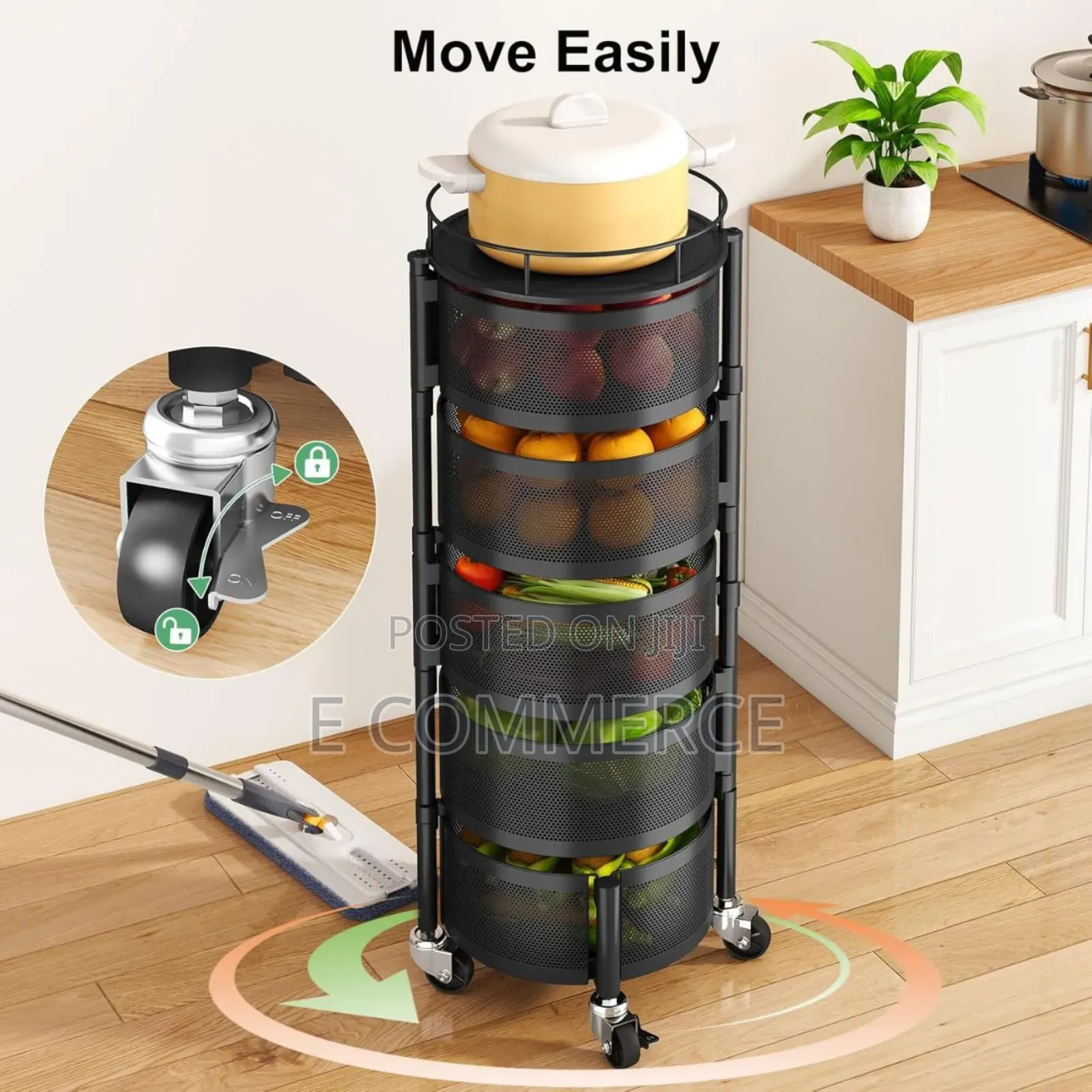 Moveable And Rotatable Kitchen Storage Rack
