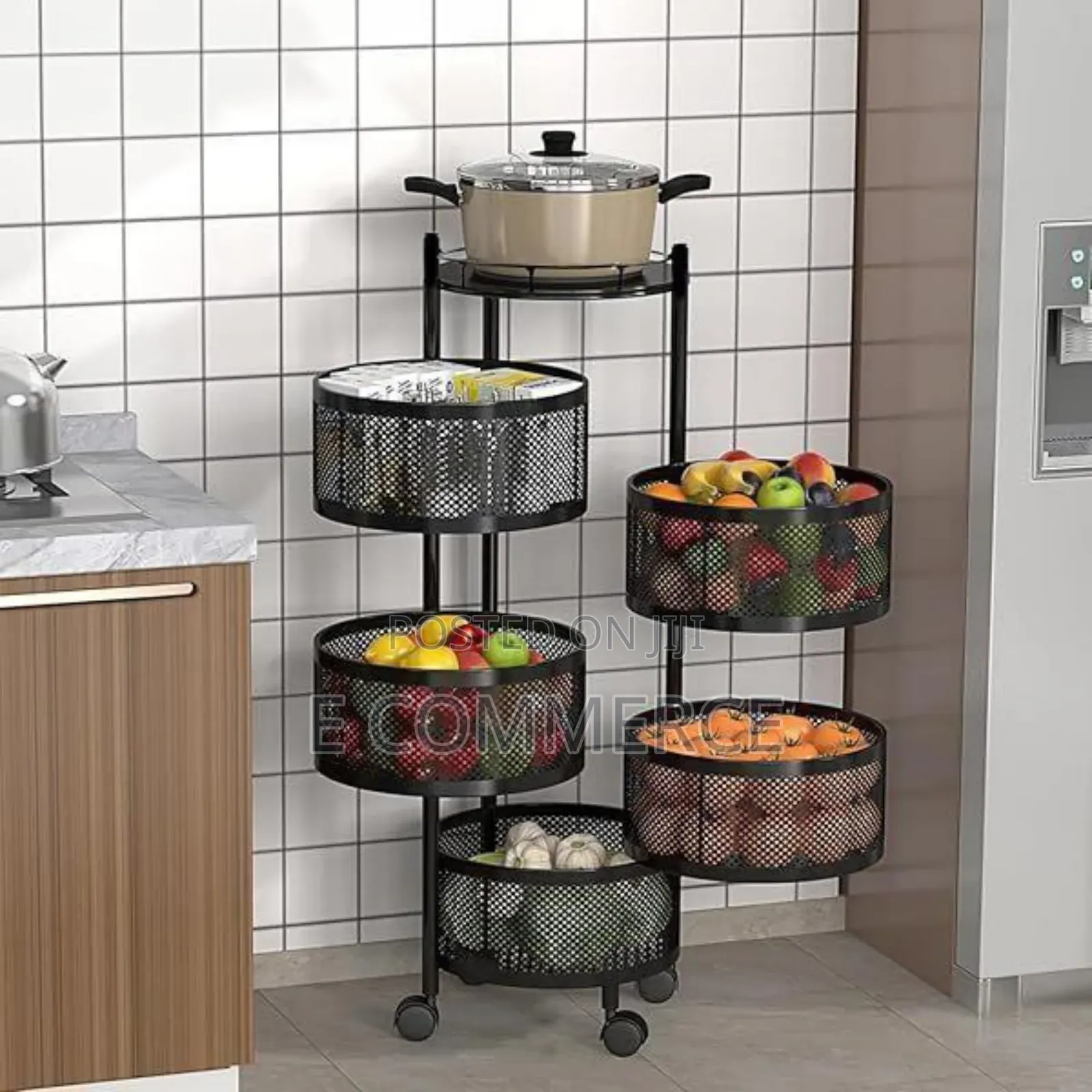Moveable And Rotatable Kitchen Storage Rack