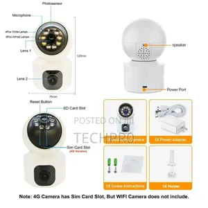 4g Dual Lens Mini PTZ Camera Indoor 4mp With Sim