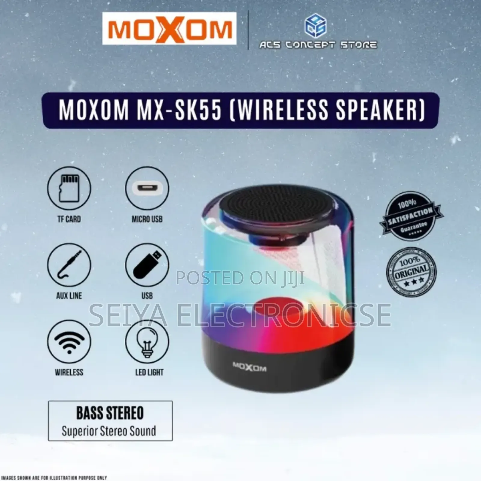 Moxom Mx-Sk55 Led Super Power Wireless Speaker.