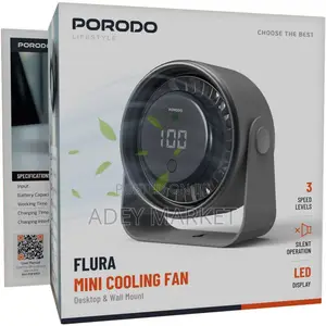 Porodo Flura Mini Cooling Fan With Desktop Wall Mount