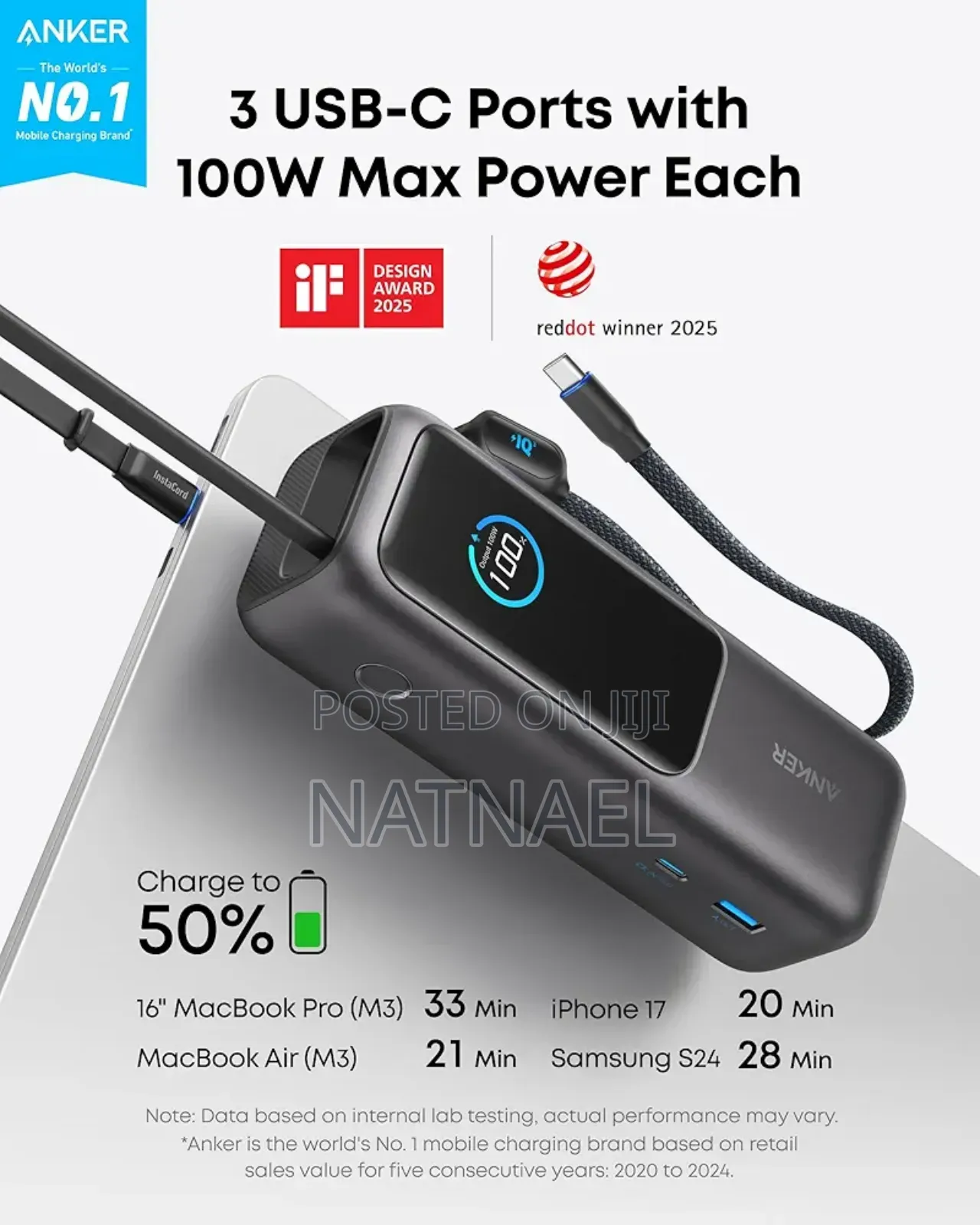 Anker Laptop Power Bank, 25,000mah Portable Charger With Triple 100w