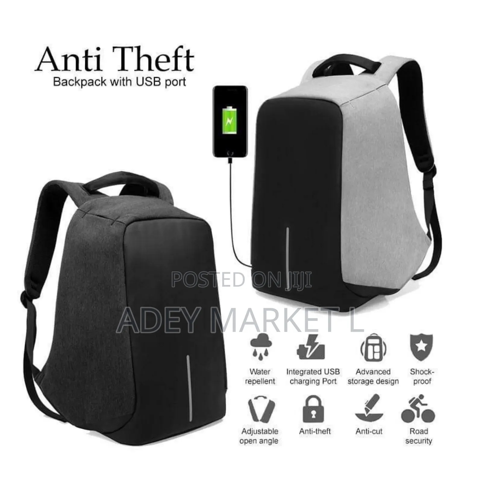 Anti-Theft Backpack With Usb Charging Port