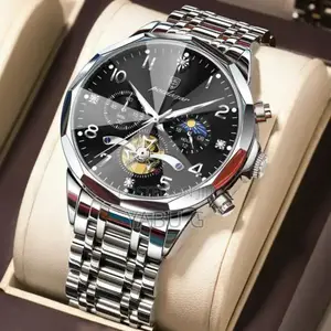 Poedagar Diamond Mirror Chronograph, Original Quartz Men's Watch