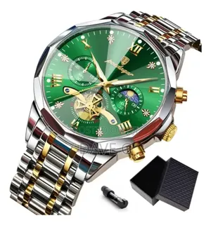 Poedagar Luxury Man Green Wristwatch Luminous Watch