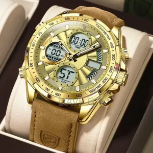 Photo - Poedagar Men New Watch Chronograph Waterproof Leather Wrist Watch