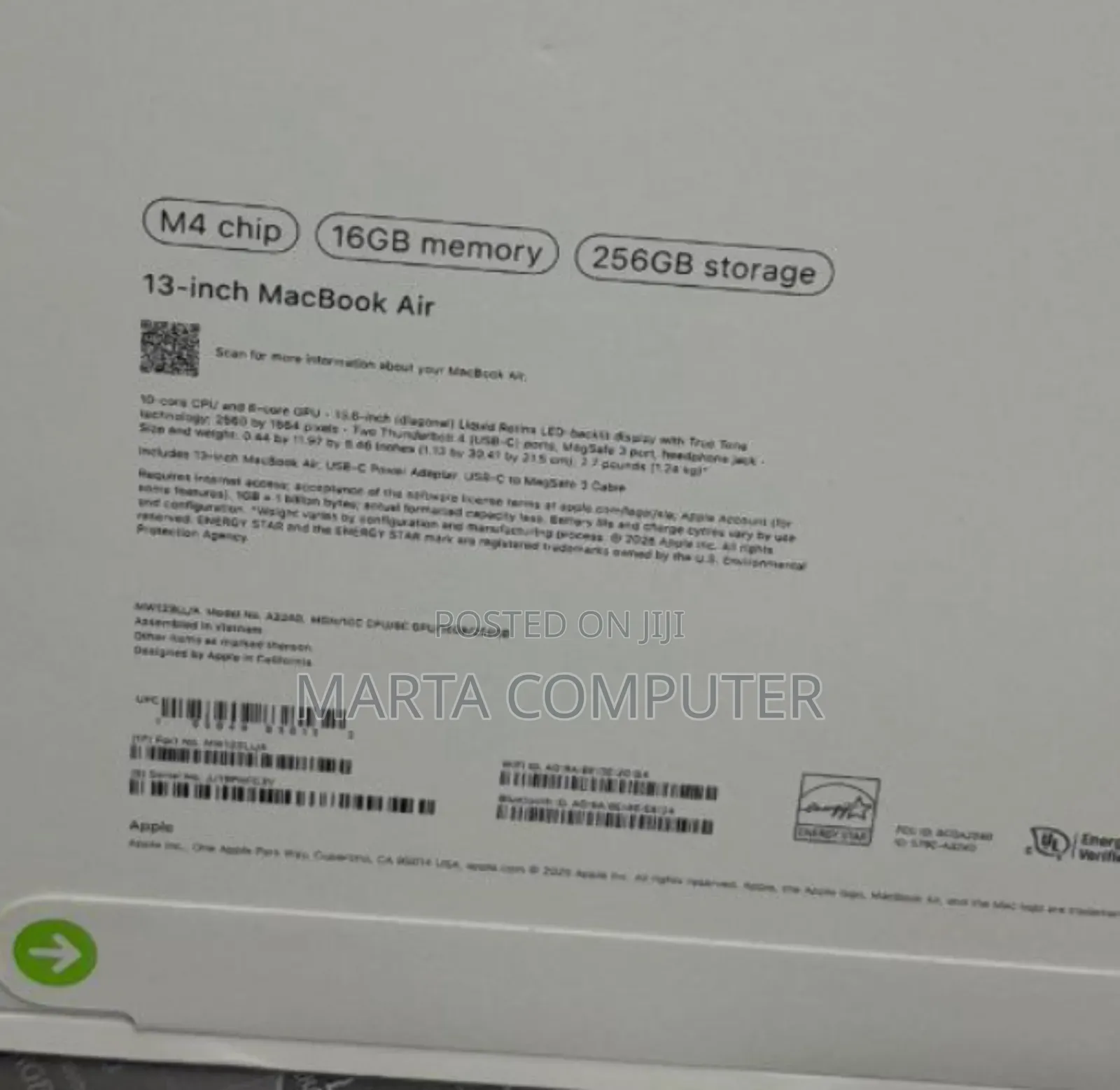 New Laptop Apple MacBook Air 16GB Intel Core I5 SSD 256GB