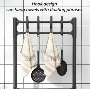 5-Tier Movable Kitchen Storage Rack With Hooks Wheels