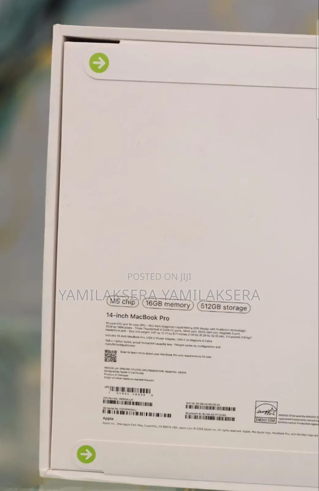 New Laptop Apple Macbook Pro 2025 M5 14-Inch 16GB Apple M5 SSD 512GB