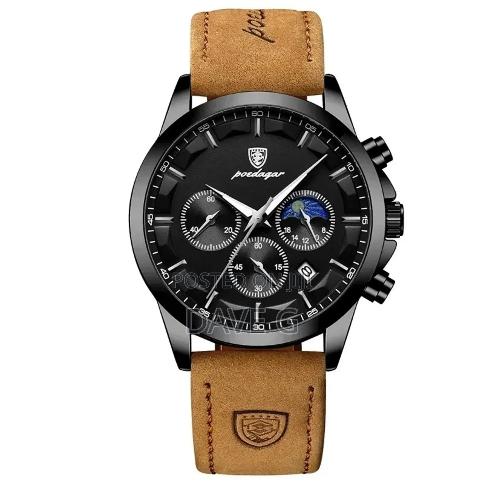 New Color Black Luxury Men's Waterproof Chronograph Quartz Watch