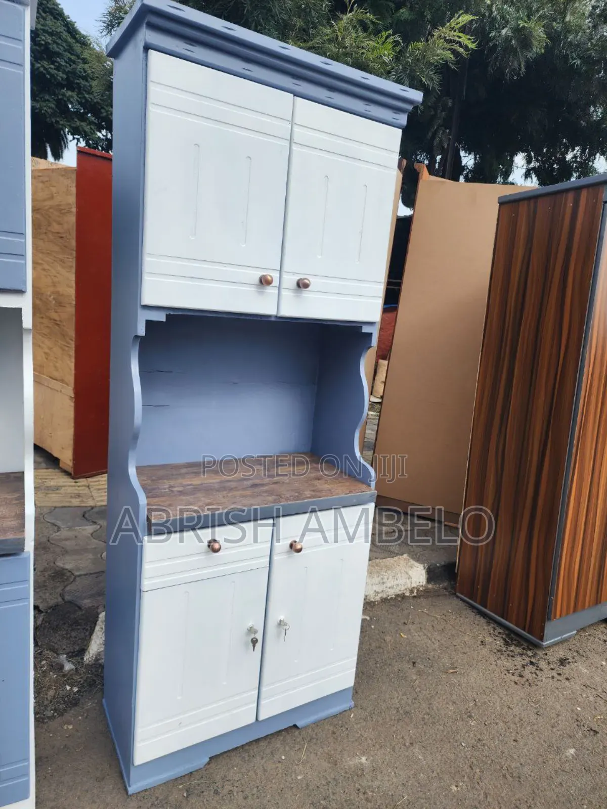 White and Gray Color 80cm Kitchen Cabinet