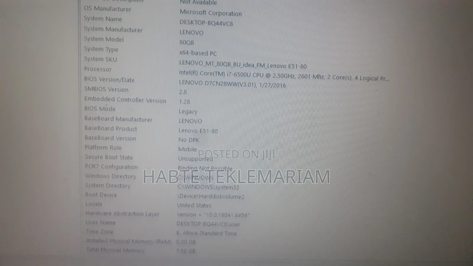 Laptop Lenovo Legion 5 8GB Intel Core I7 HDD 1T