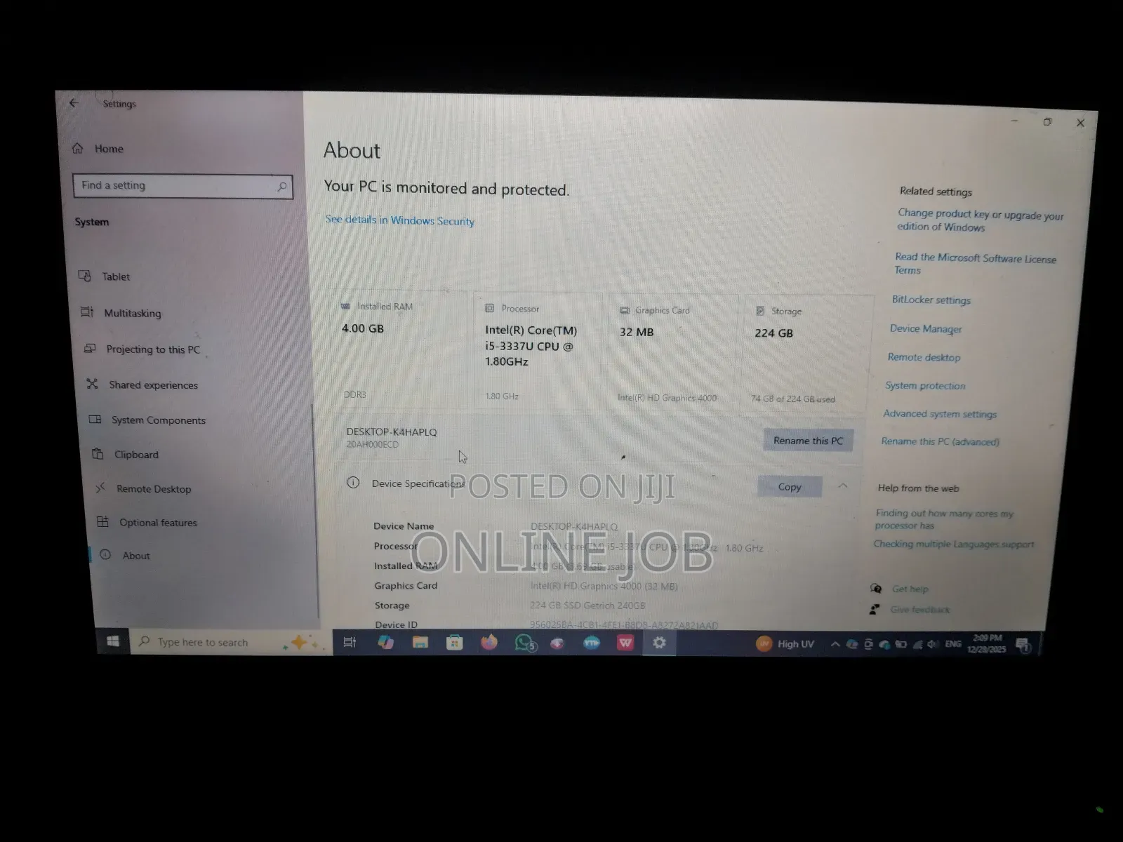 Laptop Lenovo ThinkPad X1 Carbon 4GB Intel Core I5 SSD 256GB