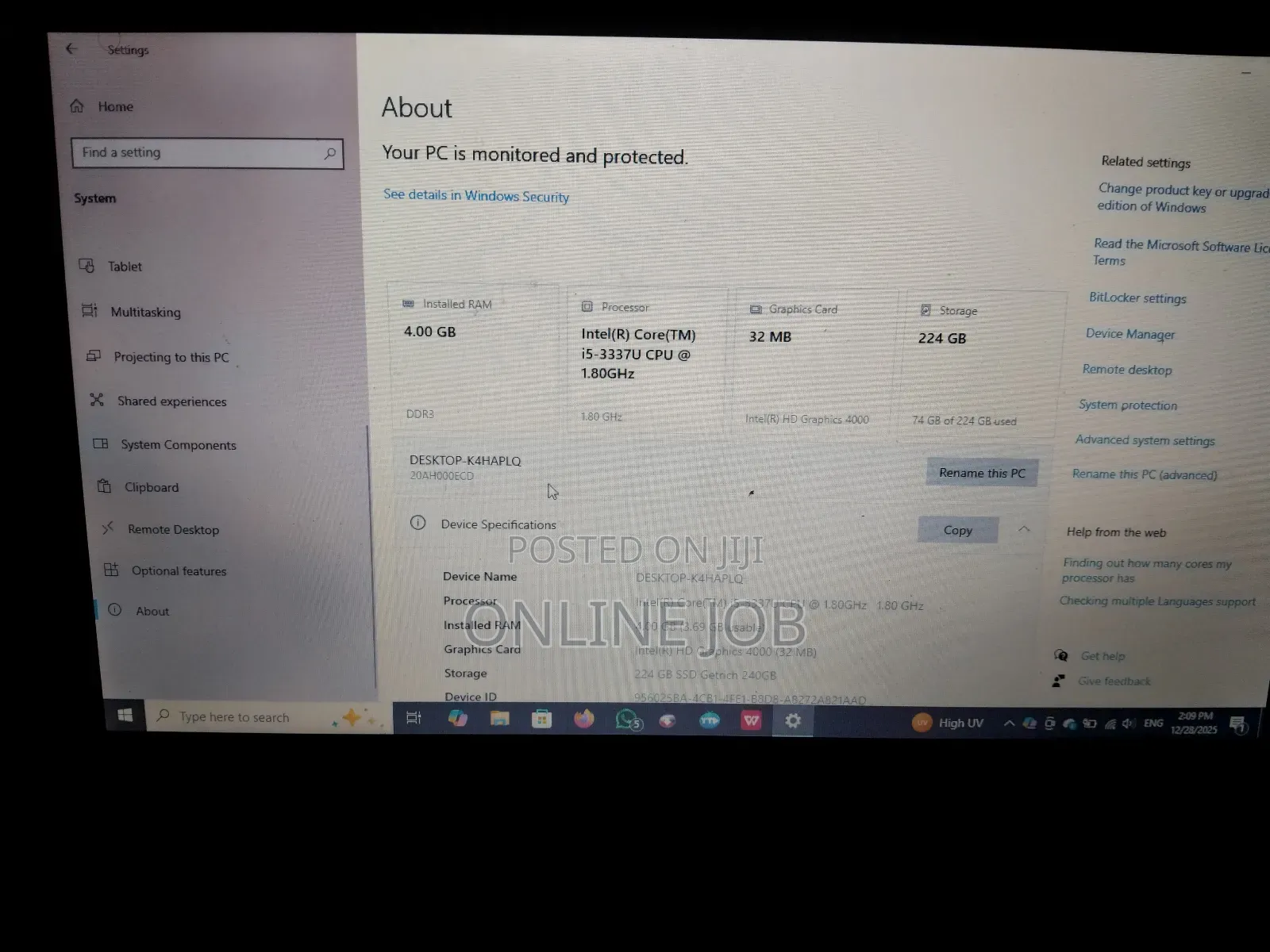 Laptop Lenovo ThinkPad X1 Carbon 4GB Intel Core I5 SSD 256GB