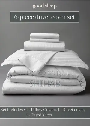 Queen Size Premium Striped Duvet Set 6-Piece