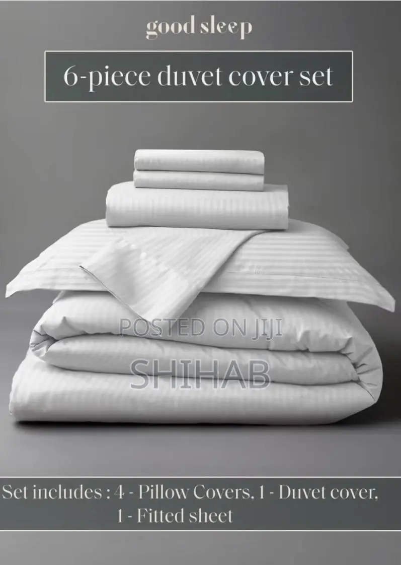 Queen Size Premium Striped Duvet Set 6-Piece