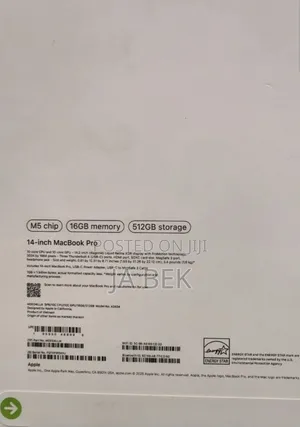 New Laptop Apple Macbook Pro 2025 M5 14-Inch 16GB Apple M5 SSD 512GB