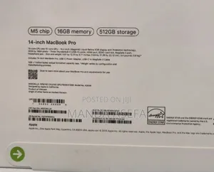New Laptop Apple Macbook Pro 2025 M5 14-Inch 16GB Apple M5 SSD 512GB