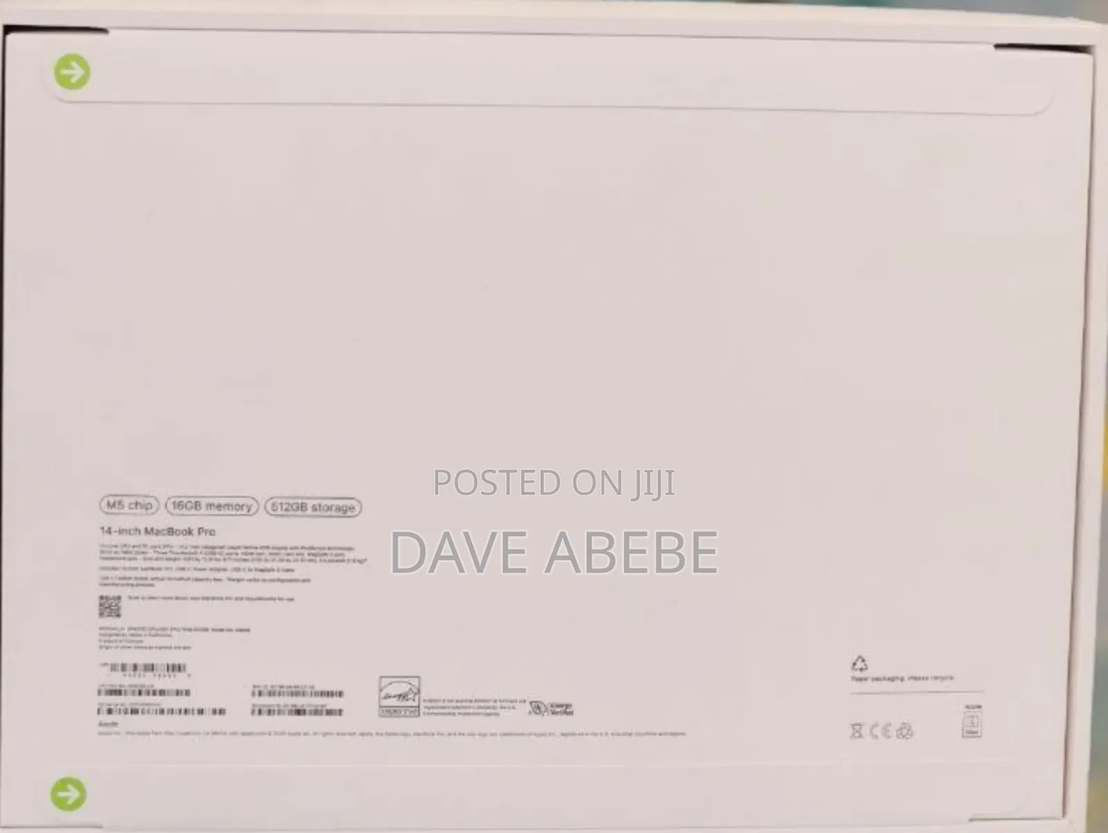 New Laptop Apple Macbook Pro 2025 M5 14-Inch 16GB Apple M5 SSD 512GB