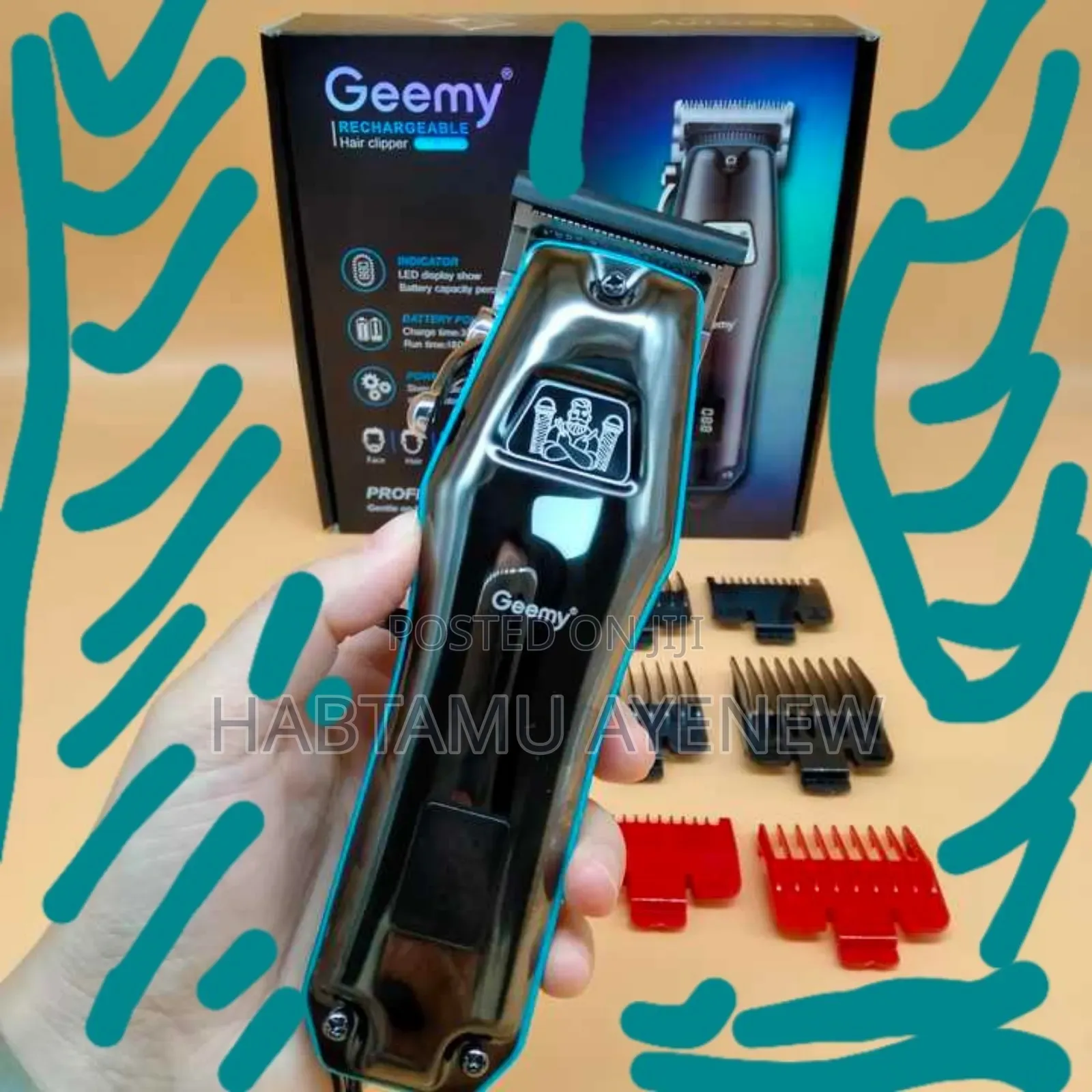 Geemy ጊሚ ጂሚ የፀጉር ማስተካከያ Hair Clipper Tondos