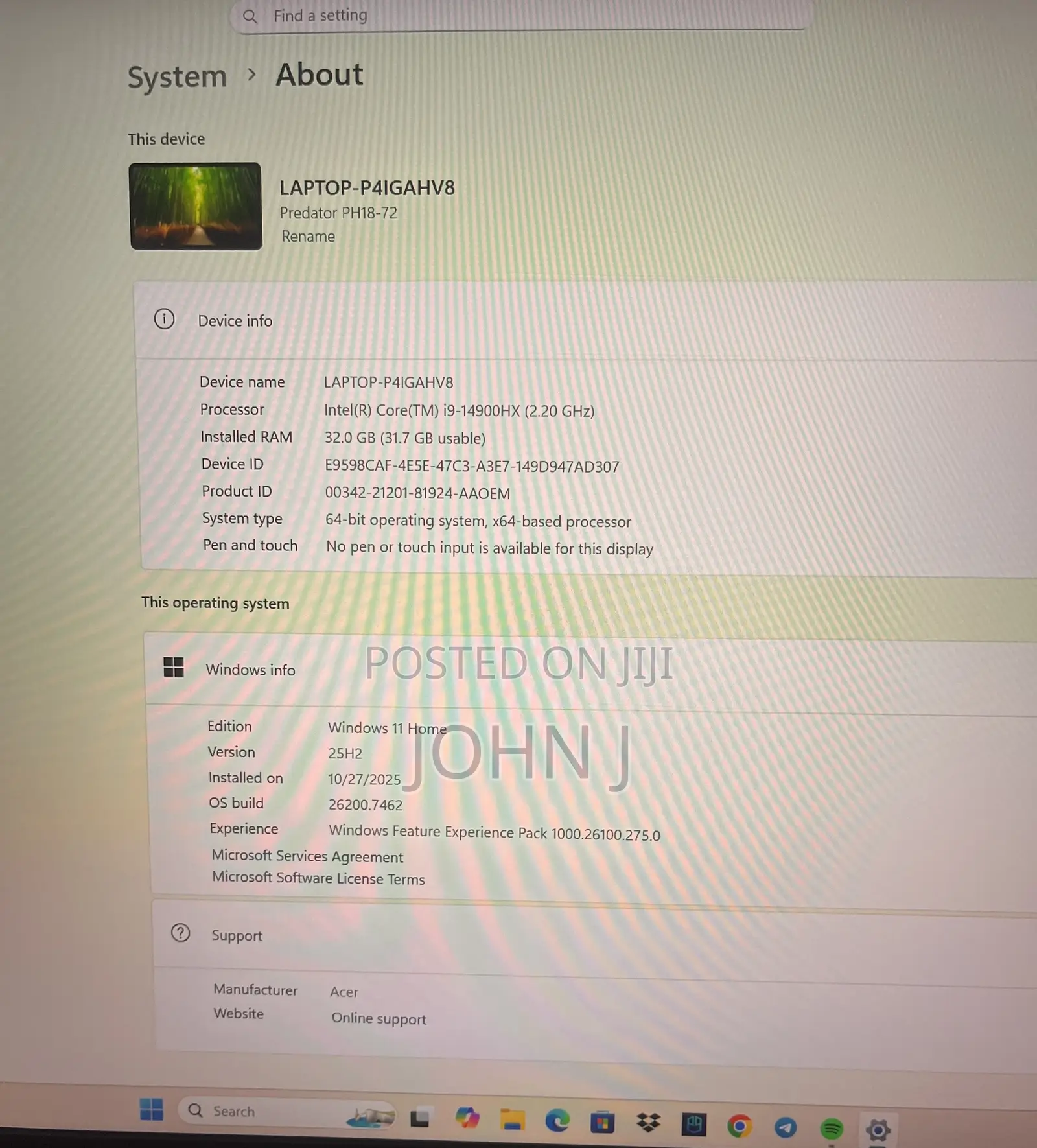 Laptop Acer Predator Helios 18 PH18-71 32GB Intel Core I9 SSD 1T