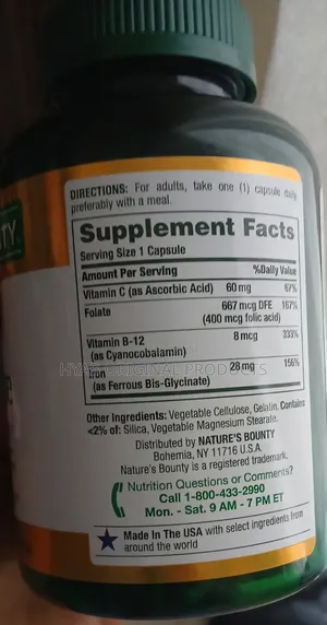 Iron Glycinate Gentle Form of Iron + Vitamin C,B12,Folic Acid