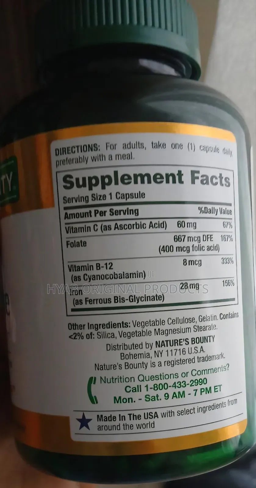 Iron Glycinate Gentle Form of Iron + Vitamin C,B12,Folic Acid
