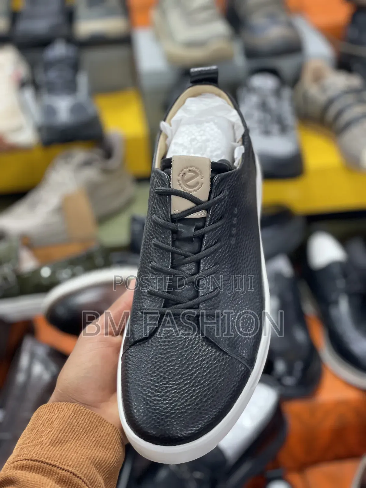 Ecco Men's Black Leather With White Sole (Price Offer)