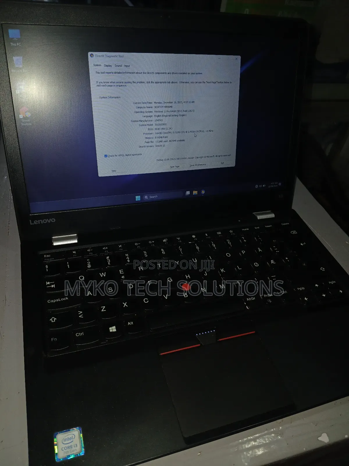 New Laptop Lenovo ThinkPad 13 8GB Intel Core I3 SSD 256GB