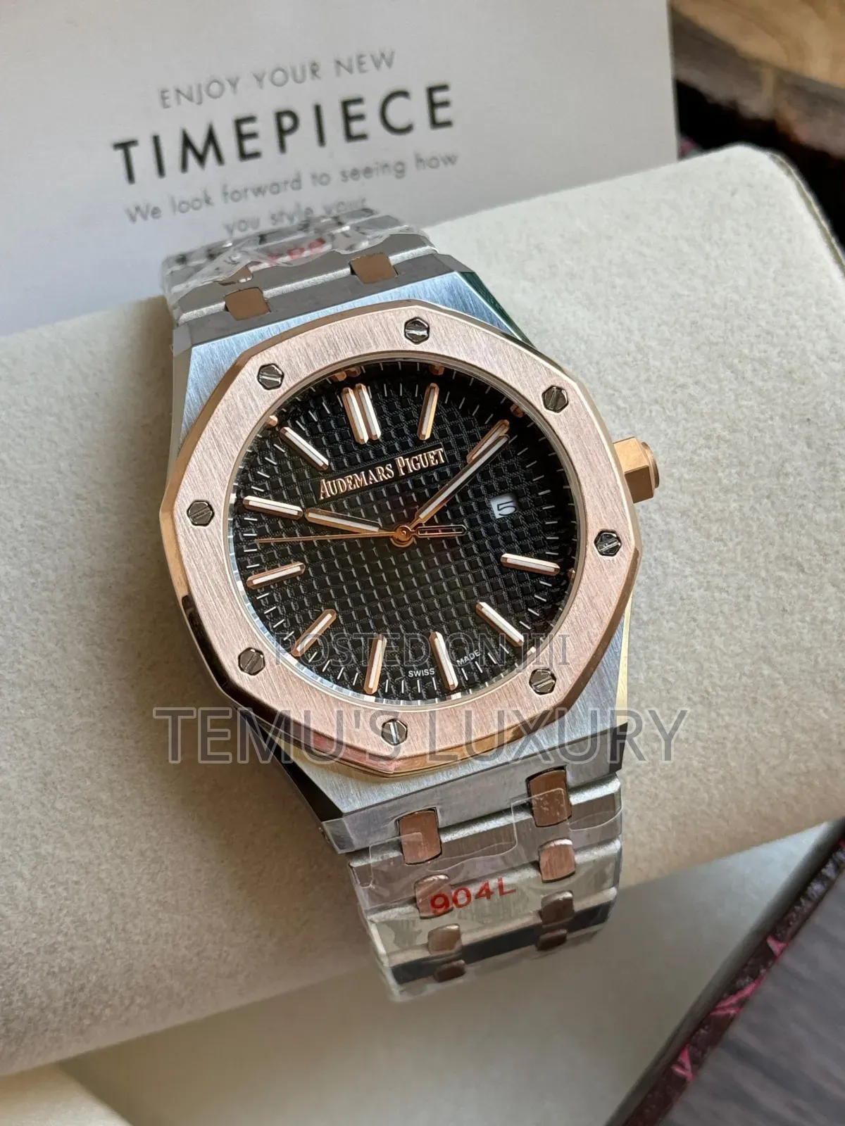 Audemars Piguet Royal Oak Watch Two-Tone Rose Gold-Plated Strap.