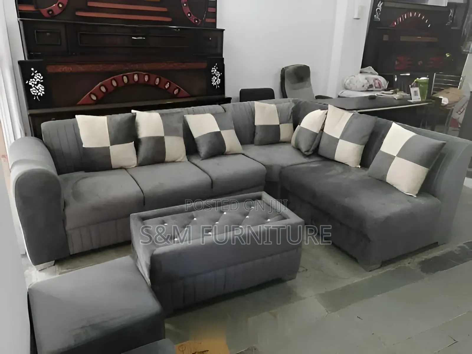 Order Light Gray L Shape Sofa With Table Box. ሶፋ