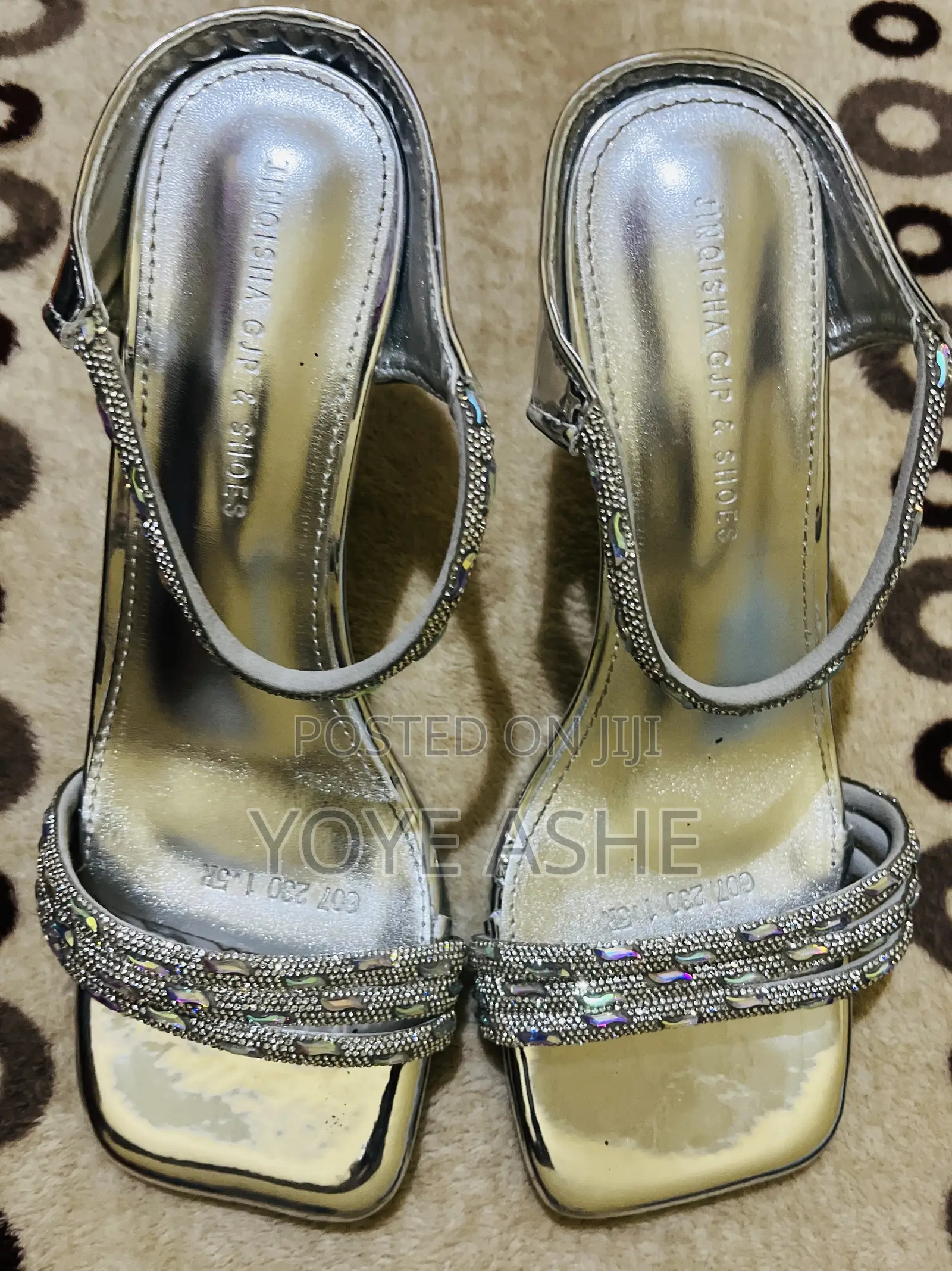 M.Stile Pair of Silver, Strappy High-Heeled Sandals