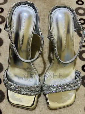 M.Stile Pair of Silver, Strappy High-Heeled Sandals