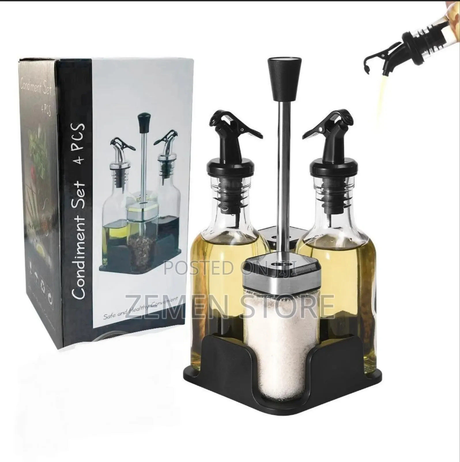 ዘመናዊ የቅመማ ቅመም ማቅረቢያ - 4-in-1 Condiment Oil Dispenser Set