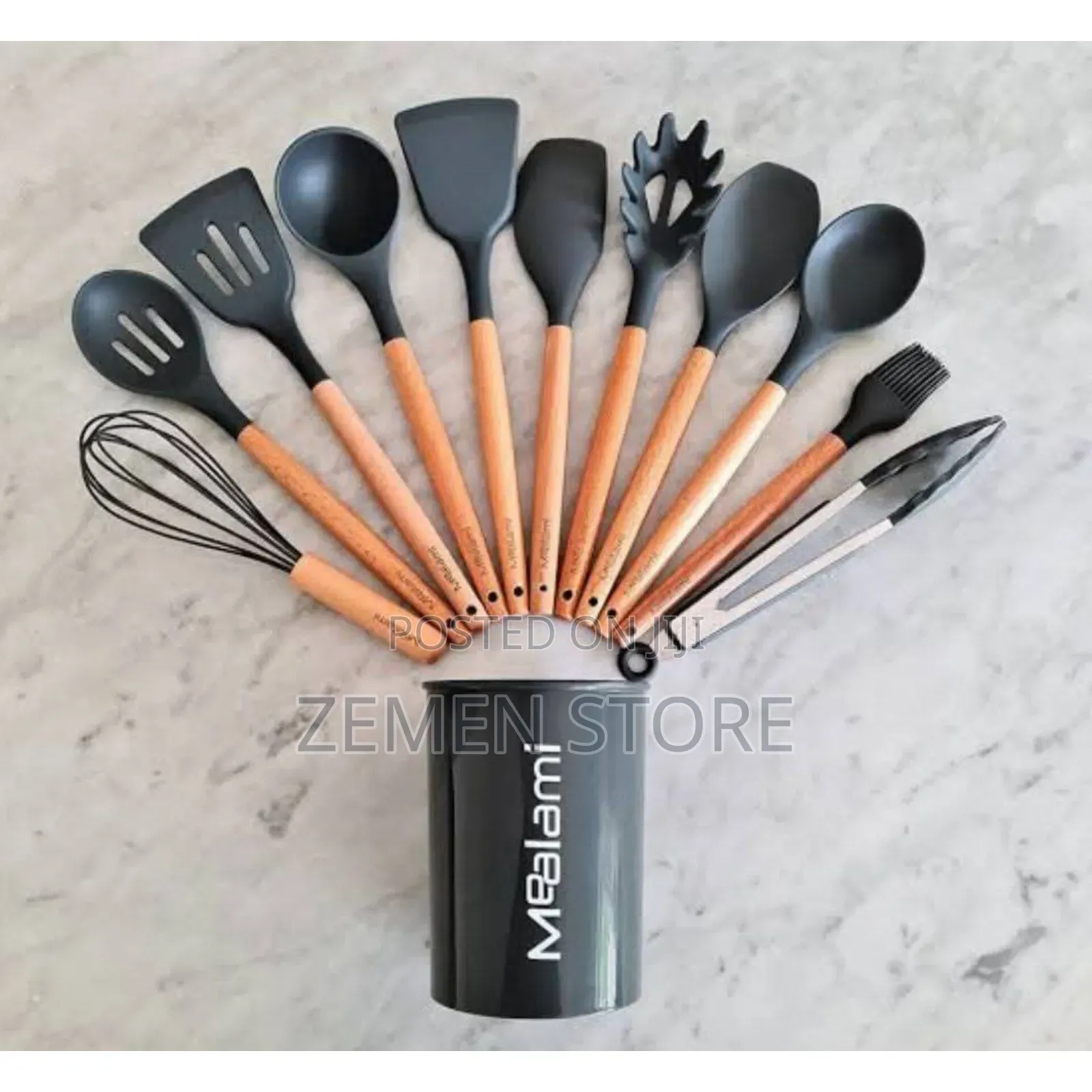 12 Silicone Kitchenware Set 11 የተለያዬ ጭልፋዎች ከማስቀመጫ ጋር