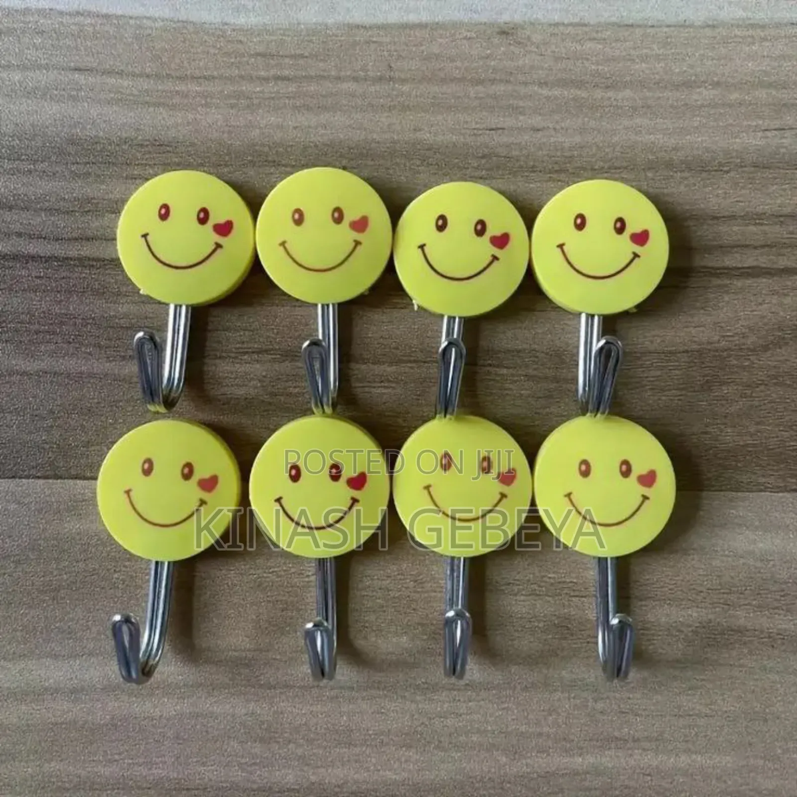 9pcs Smiley Face Adhesive Plastic Hooks