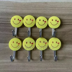 9pcs Smiley Face Adhesive Plastic Hooks