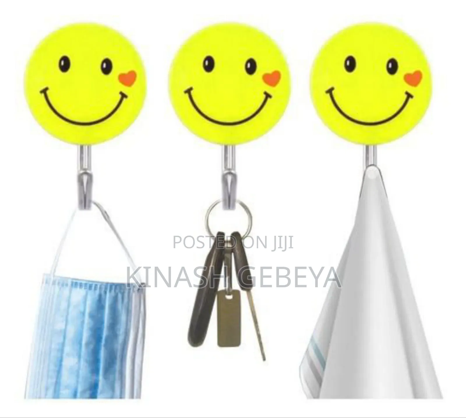 9pcs Smiley Face Adhesive Plastic Hooks