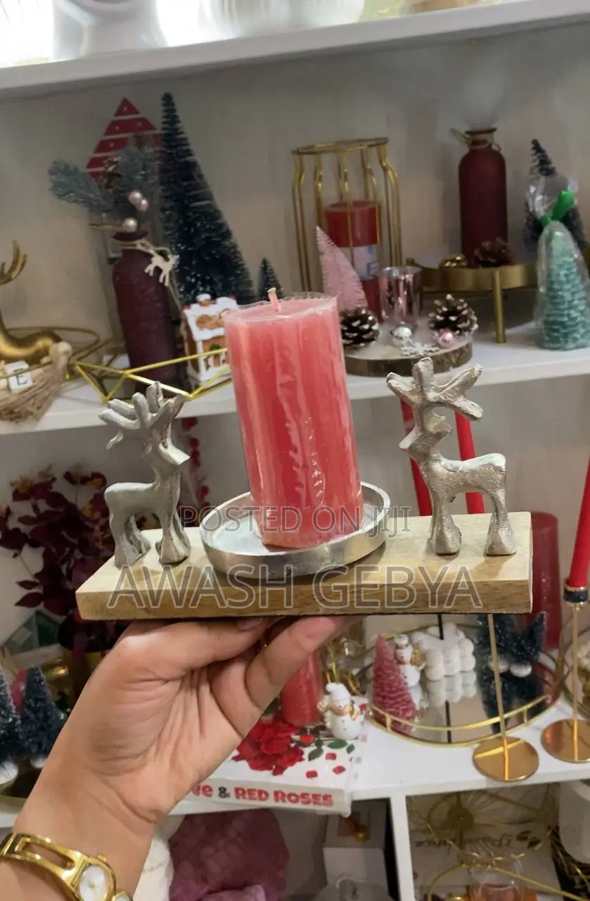 Christmas Metal Deer Candle Holder and Candle