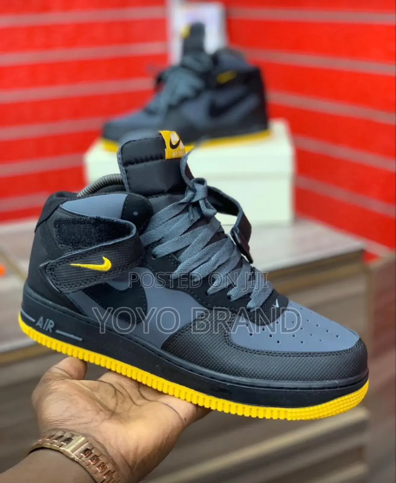 Nike Air Force 1 Mid Byellow Boots Fashion Shoes