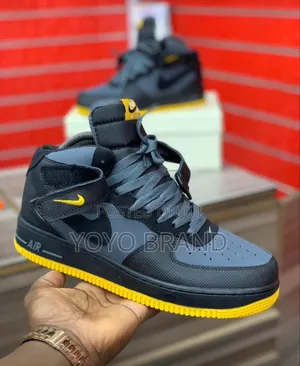 Nike Air Force 1 Mid Byellow Boots Fashion Shoes