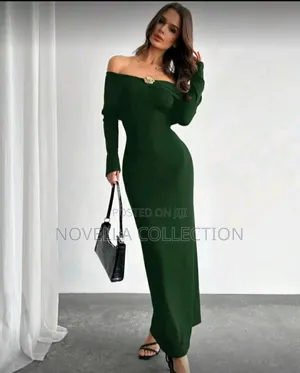 Elegant Fashion Off Shoulder Metal Decor Flare Sleeve Bodycon Dress