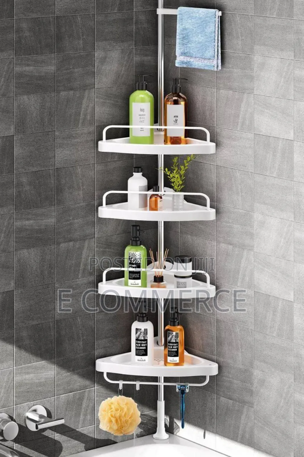 4-tier Corner Shower Caddy Tension Pole
